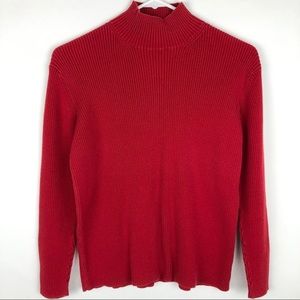 Pendleton Red Knit 100% Cotton Ribbed Turtleneck Sweater